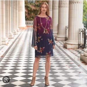 Sundance Floral Midi Dress - Purple and Red